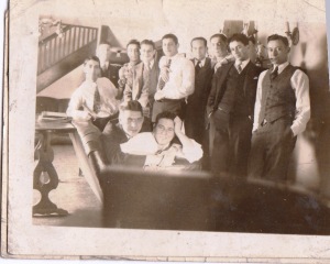 Manny with his fraternity brothers at U Iowa