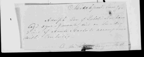Death certificate of Adolph Nusbaum, son of Leopold and Rosa Nusbaum
