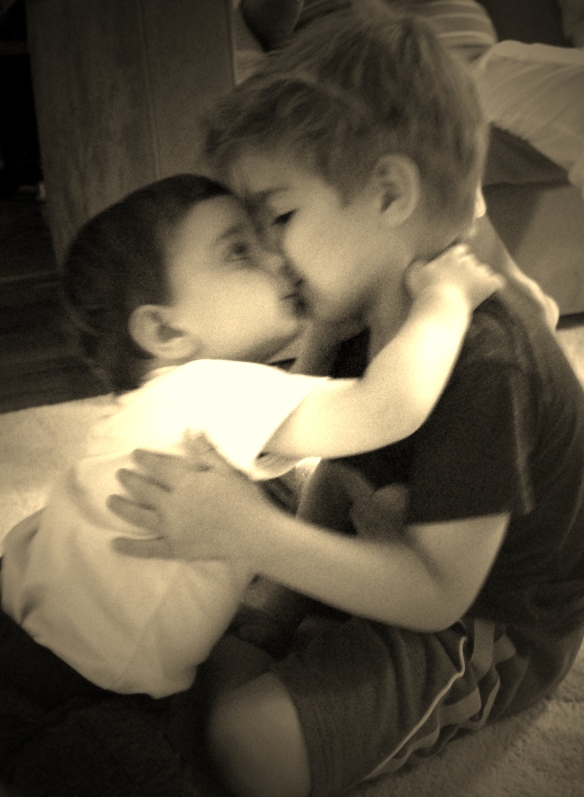 Sepia Remy and Nate kissing