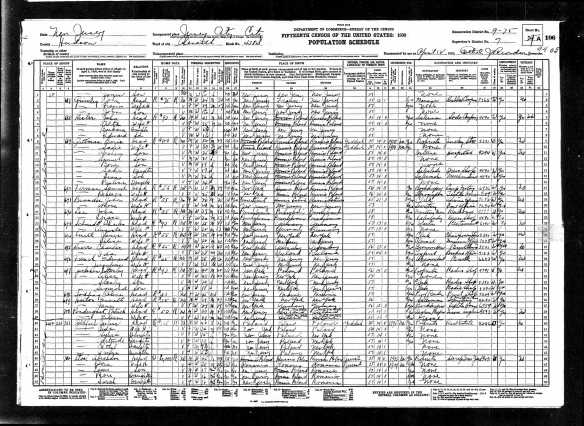 Julius Goldfarb and family 1930 US census, lines 40-45 Year: 1930; Census Place: Jersey City, Hudson, New Jersey; Roll: 1352; Page: 29A; Enumeration District: 0075; Image: 209.0; FHL microfilm: 2341087